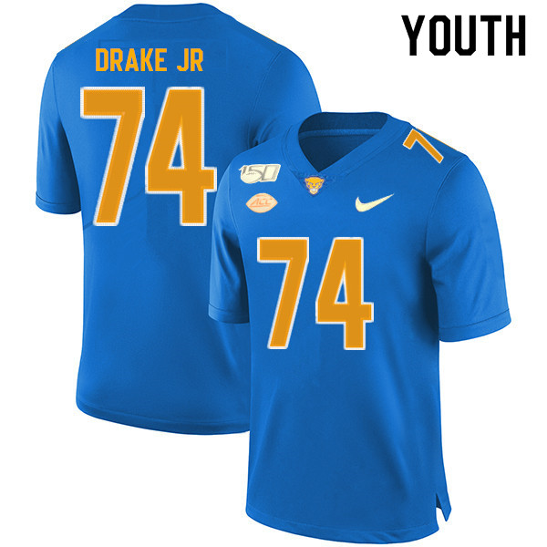2019 Youth #74 Jerry Drake Jr. Pitt Panthers College Football Jerseys Sale-Royal